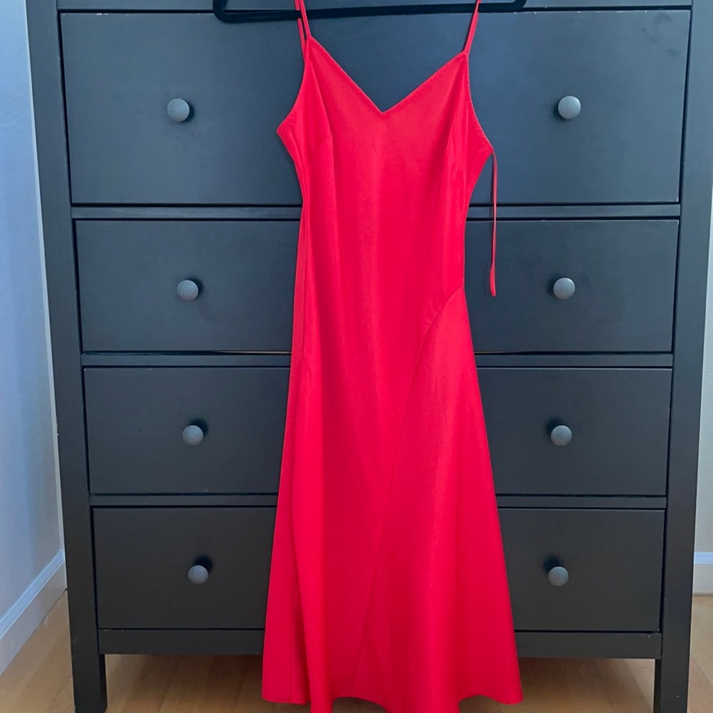Red slip dress Express